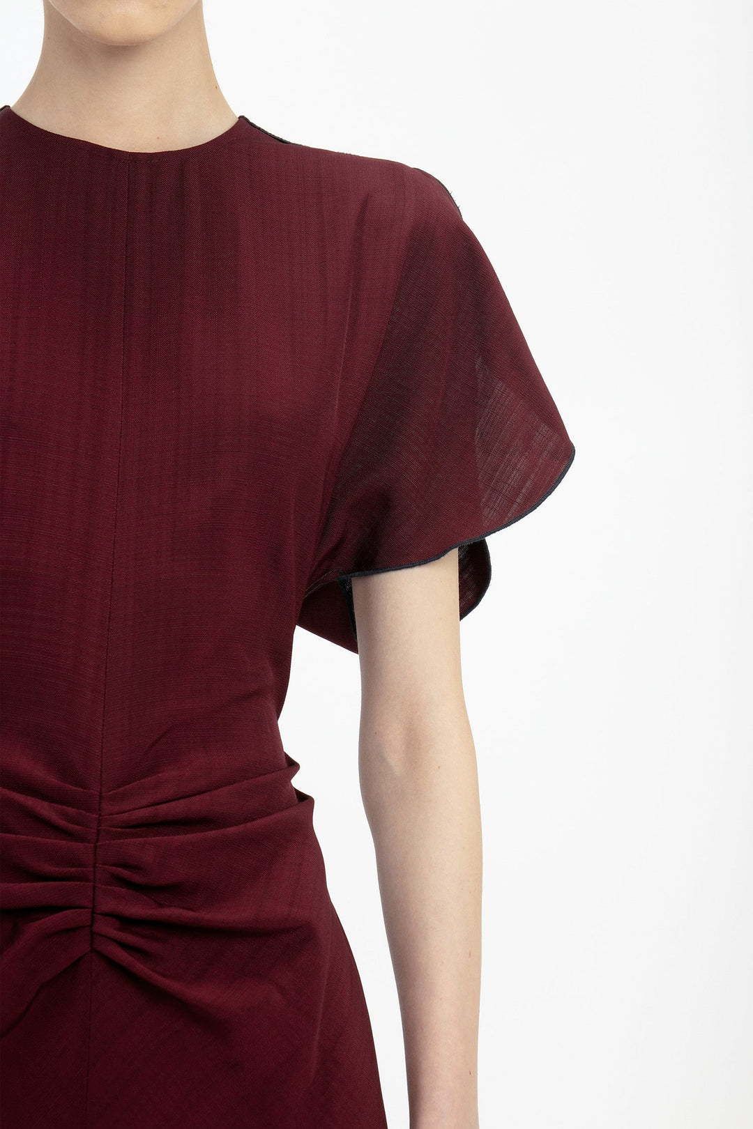 Gathered Waist Midi Dress - Port