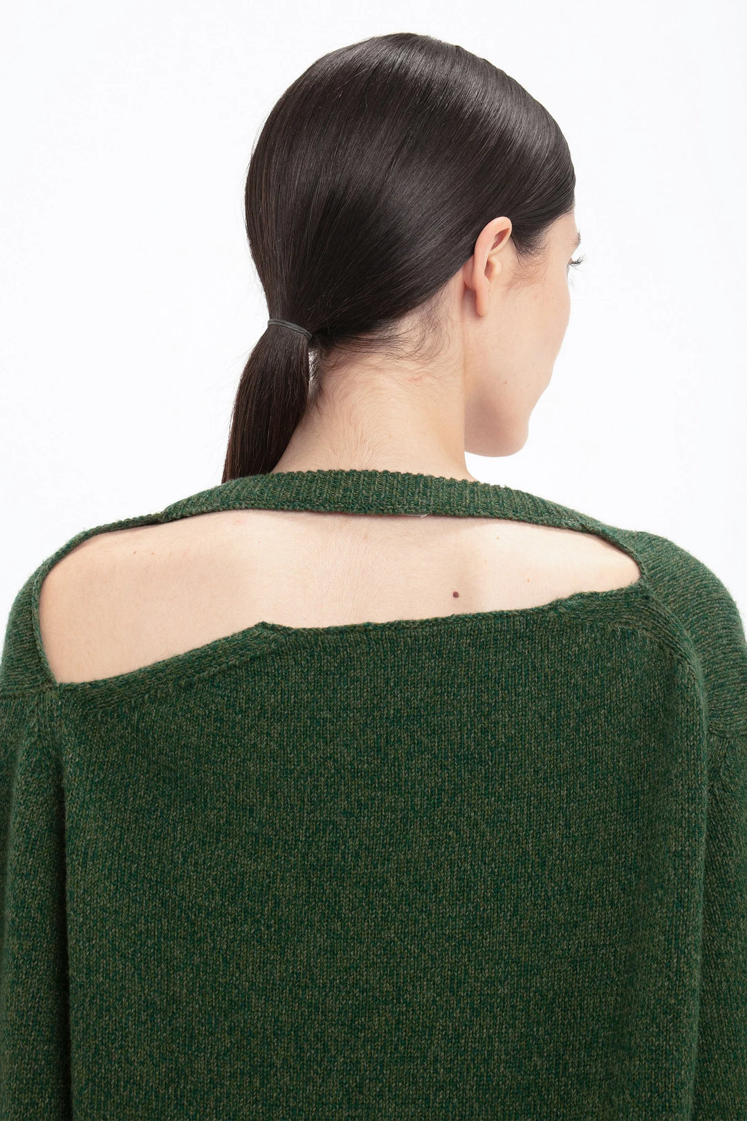 Convertible V-Neck Jumper - Spruce Green