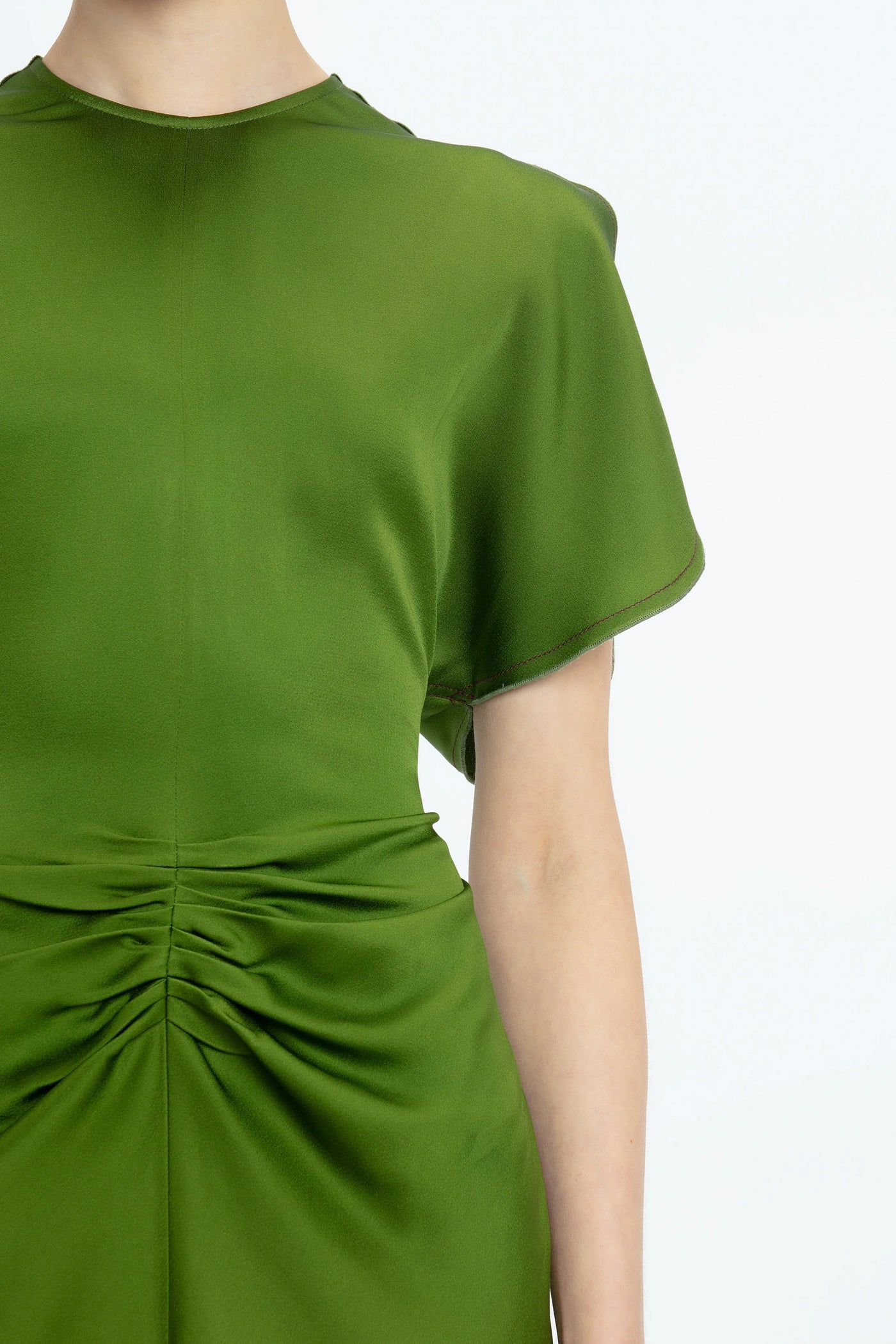 Gathered Waist Mini Dress - Algae