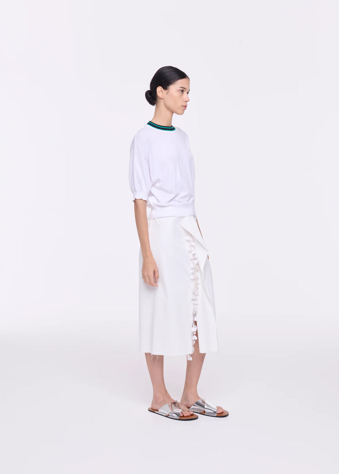 KNITTED COTTON SWEATER - White