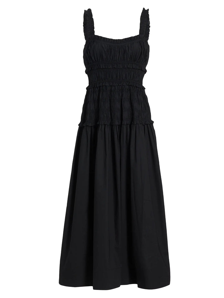 Marianne Smocked Midi-Dress - Black