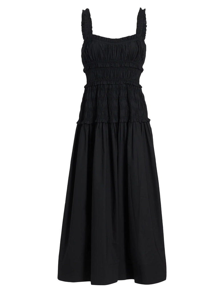 Marianne Smocked Midi-Dress - Black Coplons Marianne Smocked Midi-Dress - Black Coplons