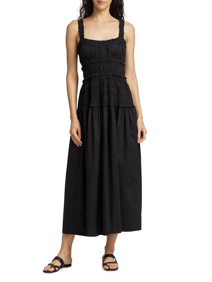 Marianne Smocked Midi-Dress - Black