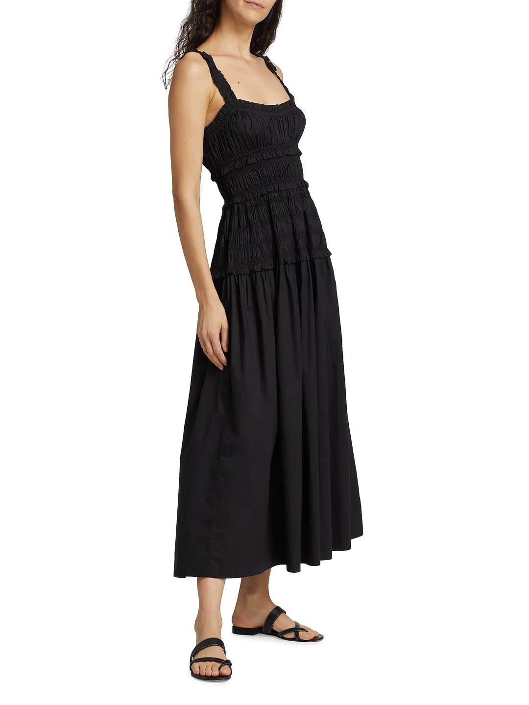 Marianne Smocked Midi-Dress - Black