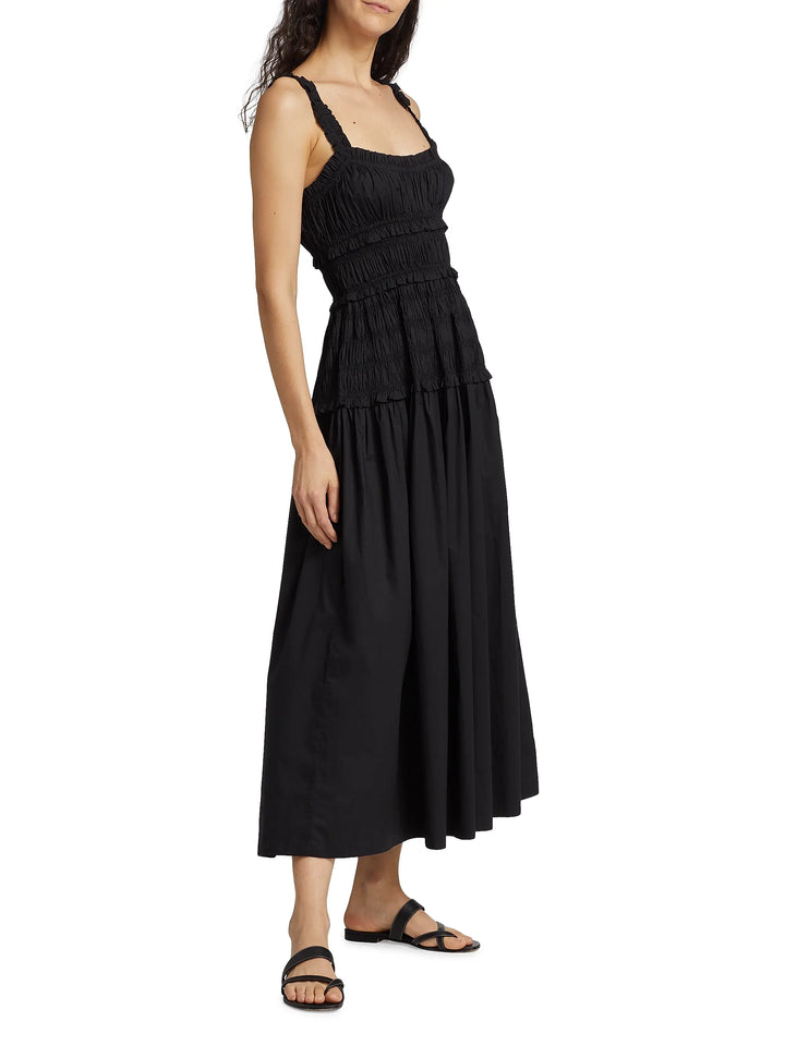 Marianne Smocked Midi-Dress - Black