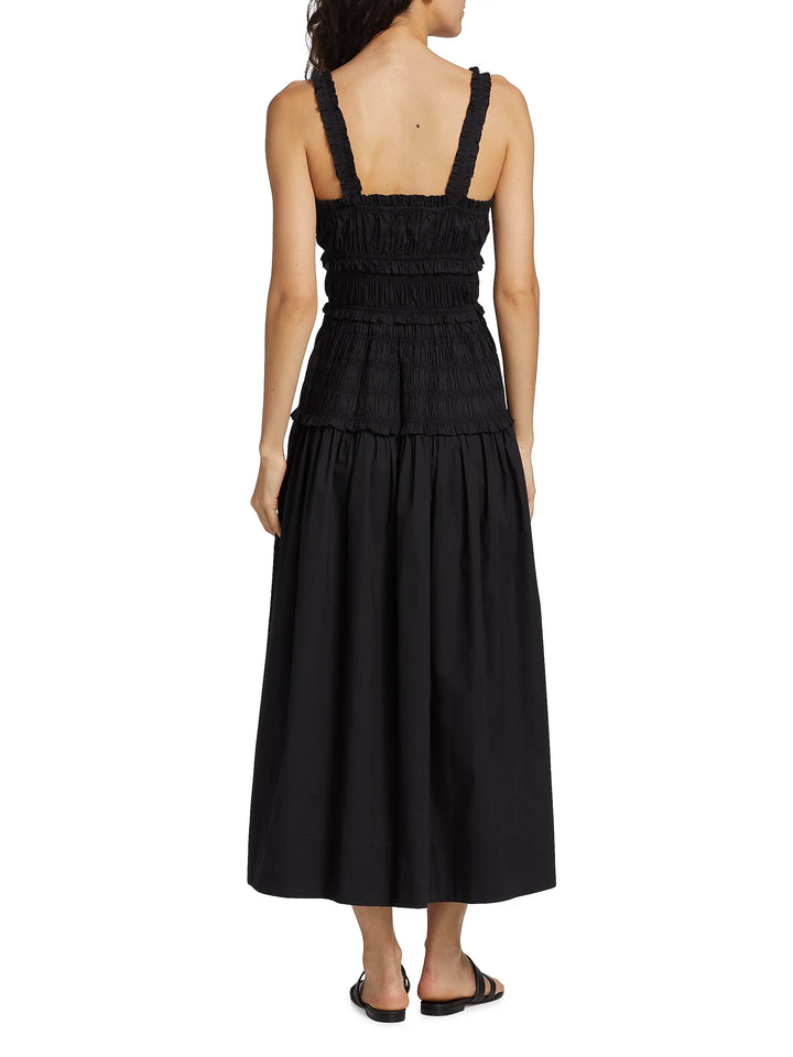 Marianne Smocked Midi-Dress - Black
