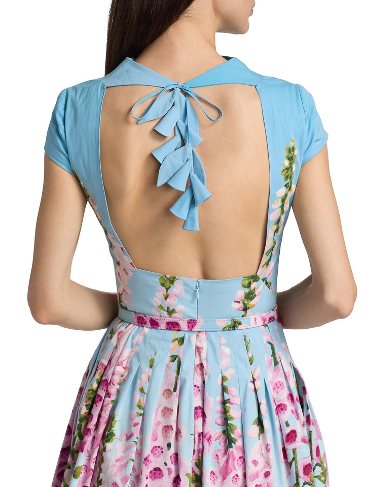 Foxglove Print Midi-Dress - Blue Multi