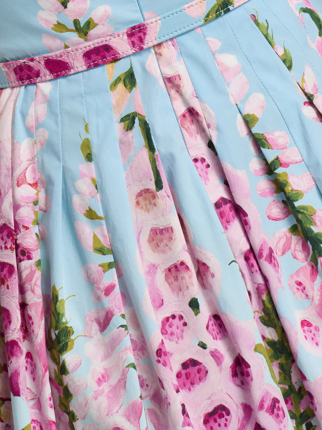 Foxglove Print Midi-Dress - Blue Multi