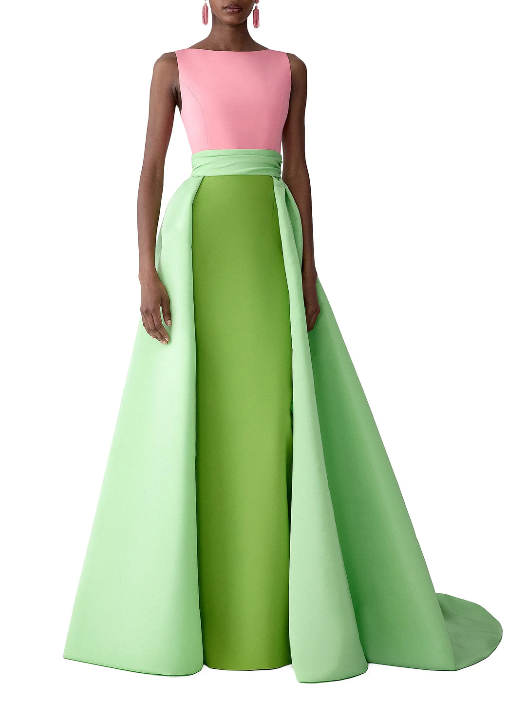 Color-Blocked Column Gown with Overskirt - More Colors Available