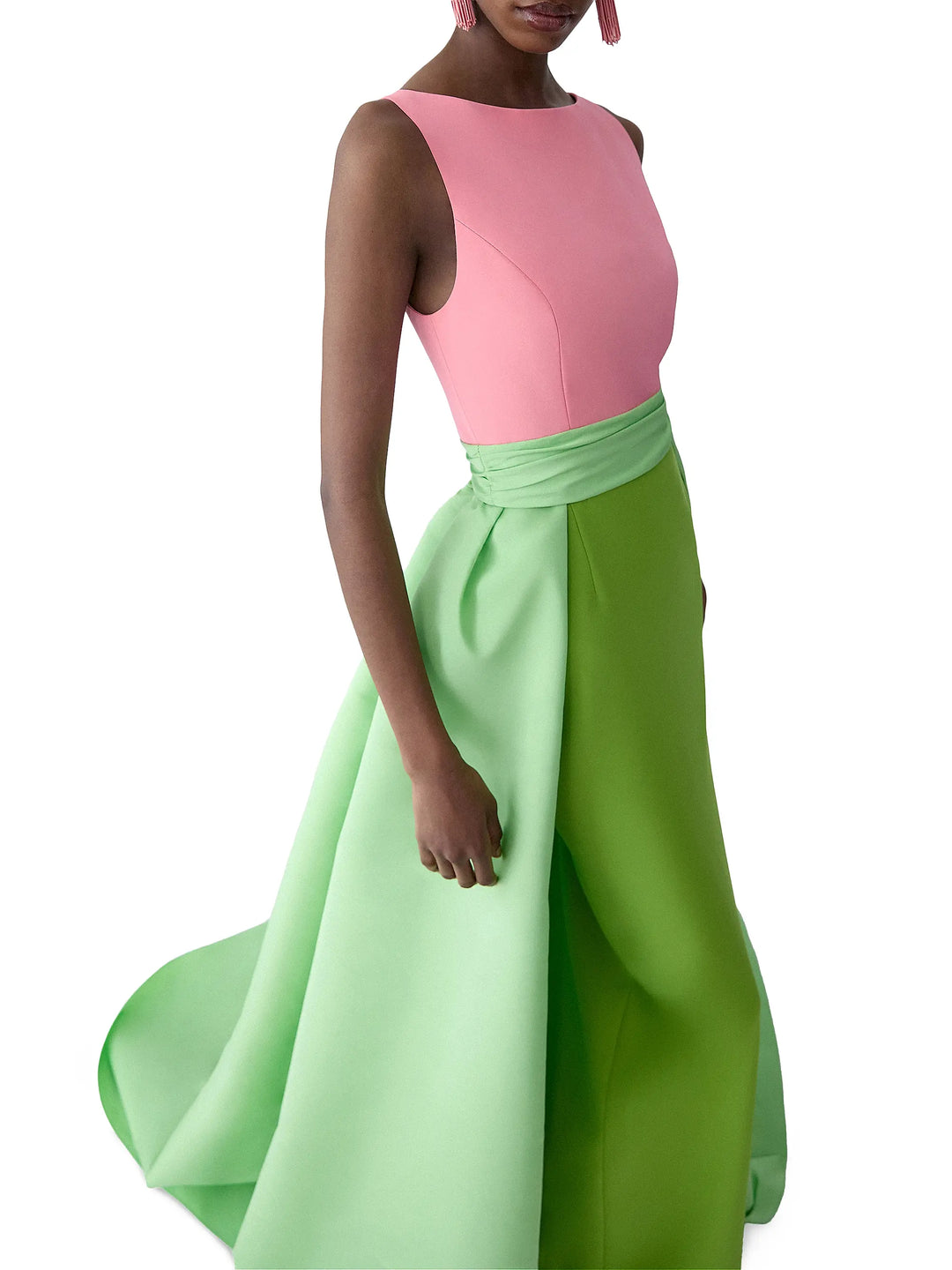 Color-Blocked Column Gown with Overskirt - More Colors Available