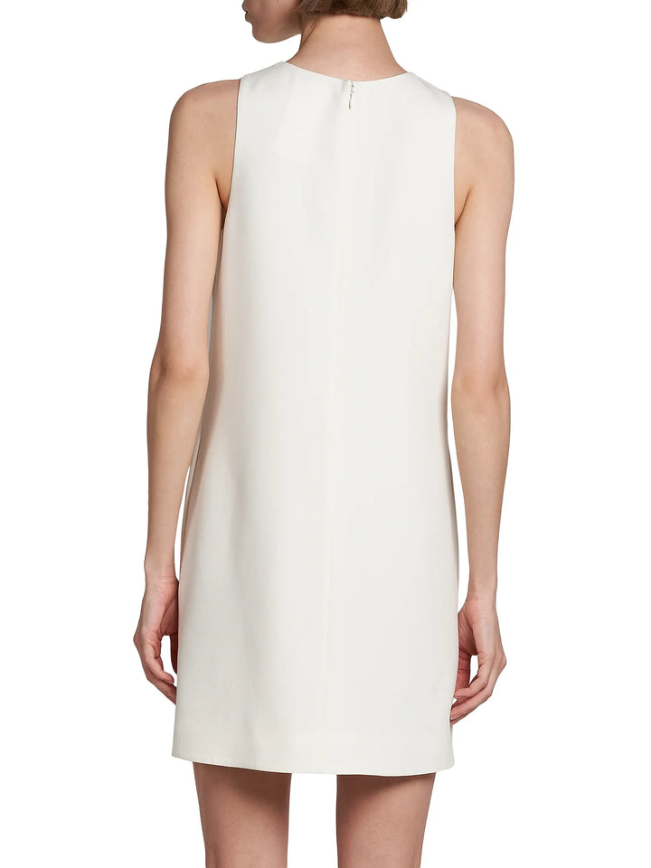 Floral-Embroidered Shift Dress - Cream