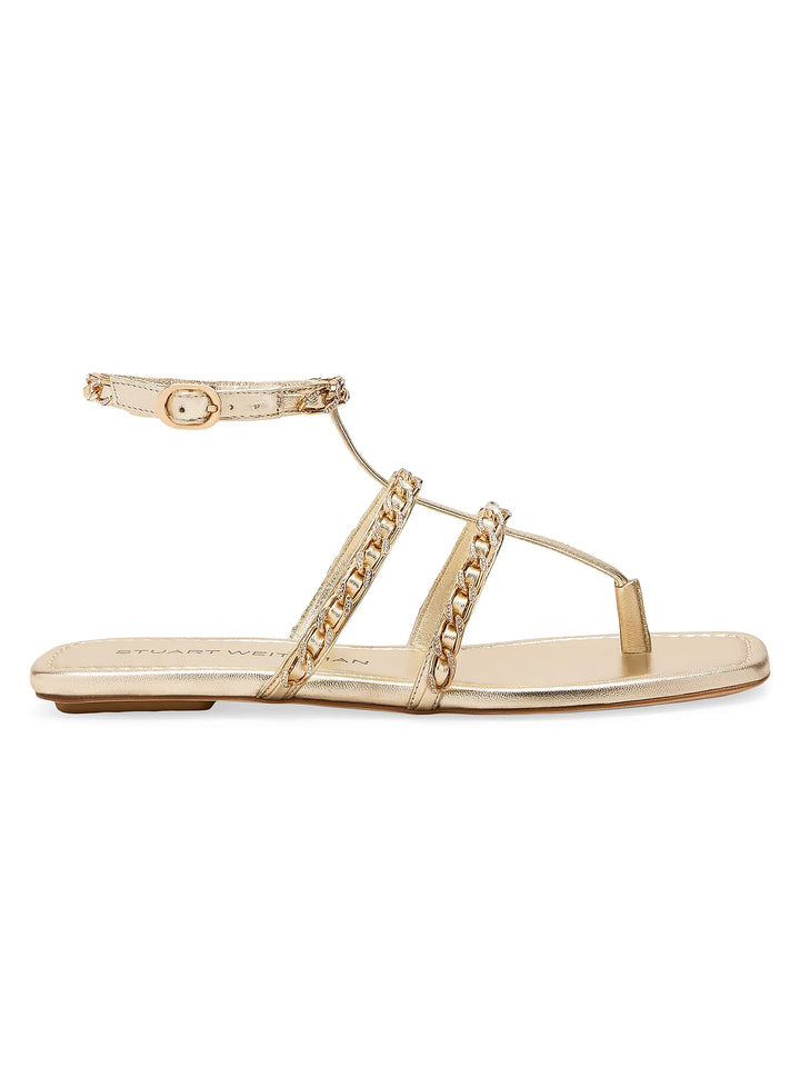 Soluxe Crystal Leather Sandals - Gold
