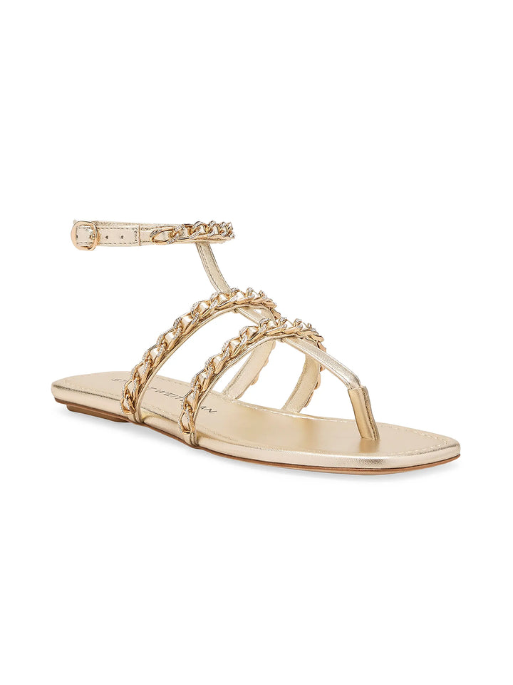 Soluxe Crystal Leather Sandals - Gold