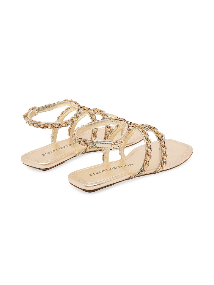 Soluxe Crystal Leather Sandals - Gold