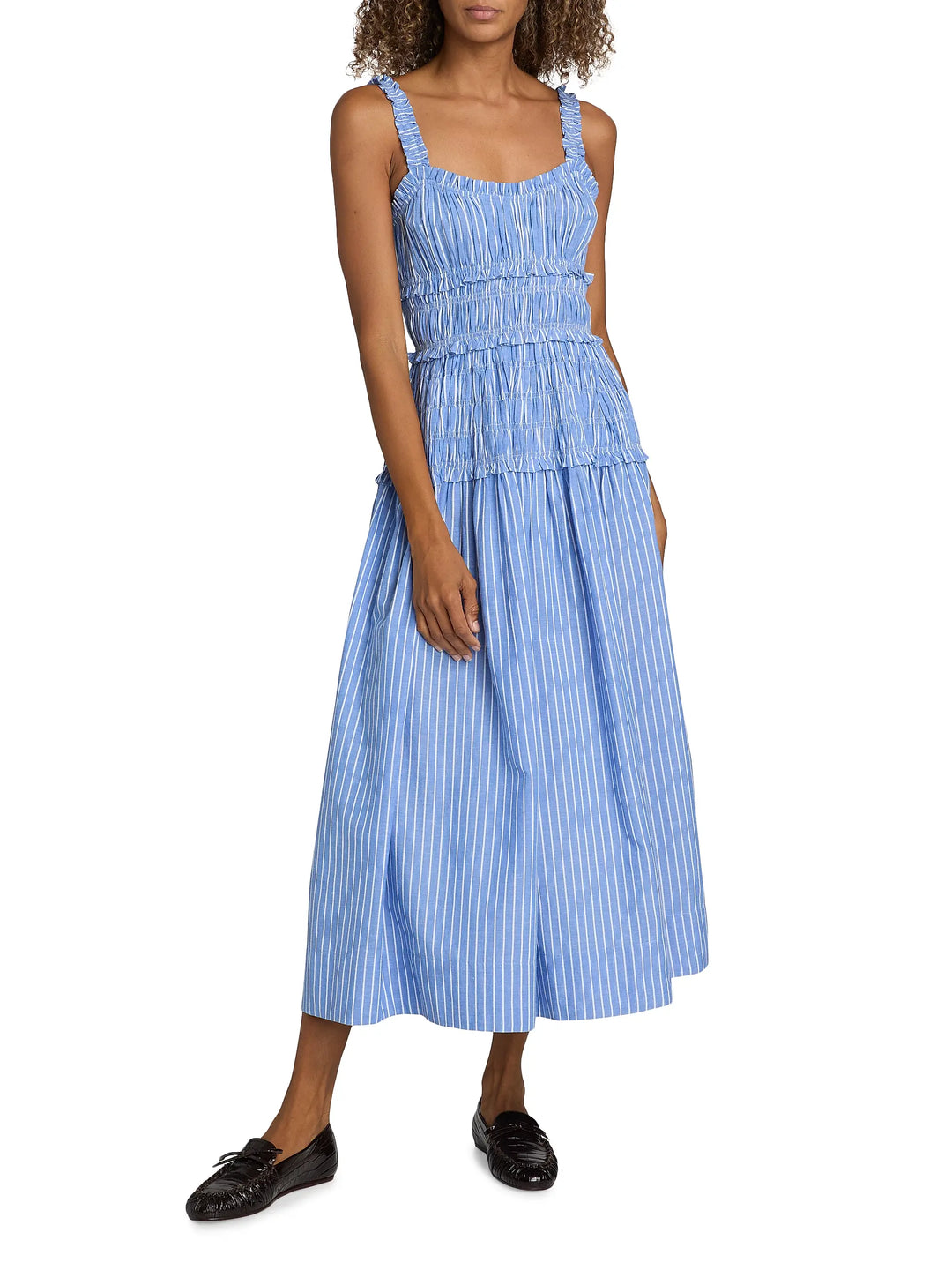 Marianne Smocked Midi-Dress - Blue Multi