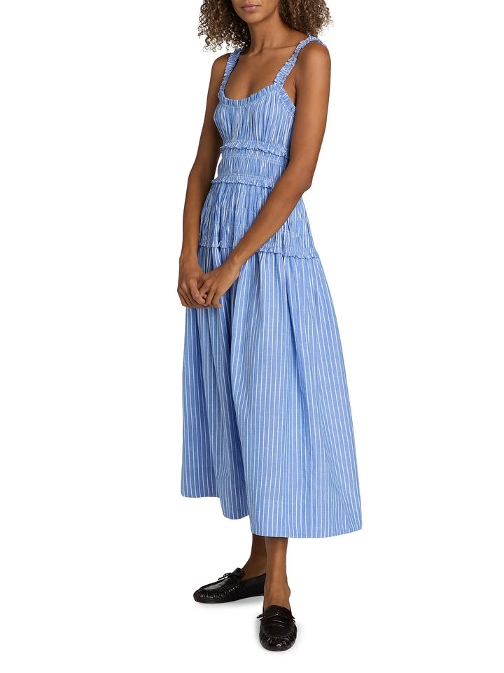 Marianne Smocked Midi-Dress - Blue Multi