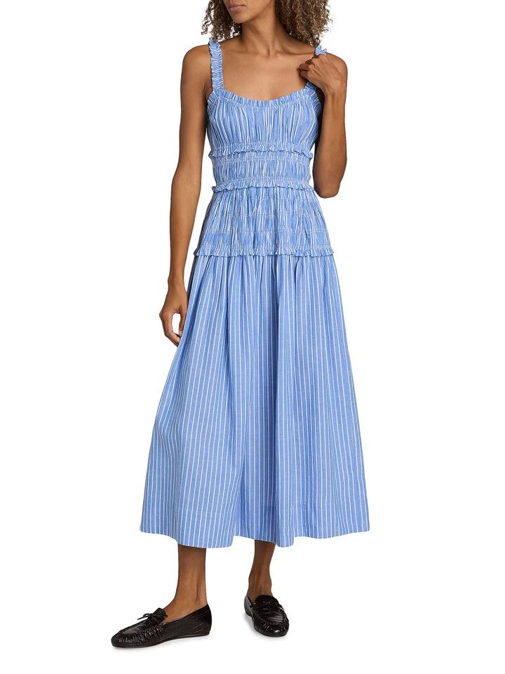 Marianne Smocked Midi-Dress - Blue Multi
