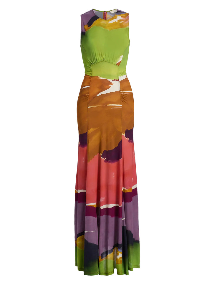 Lana Ruched Jersey Dress - Yellow Multi