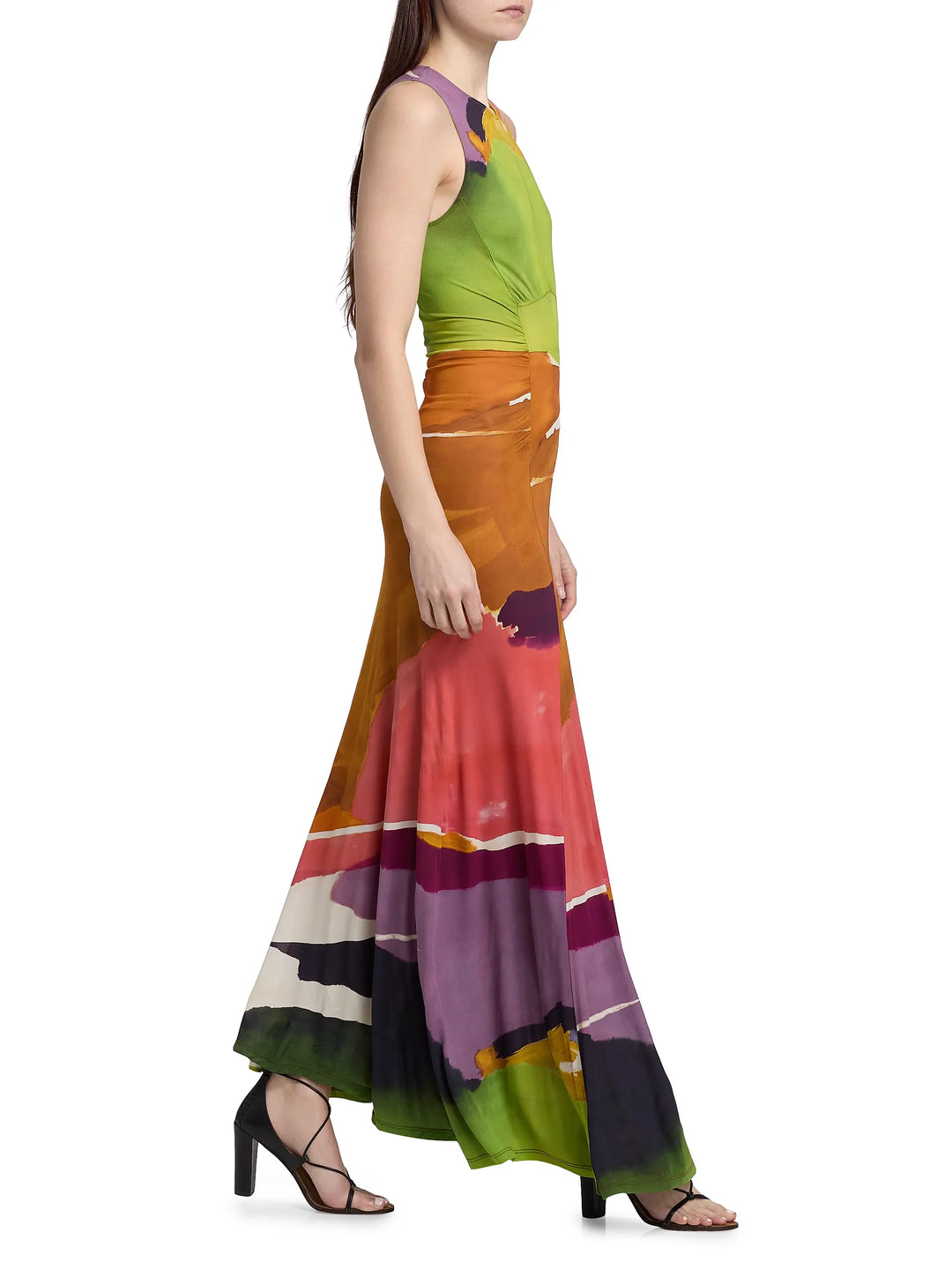 Lana Ruched Jersey Dress - Yellow Multi