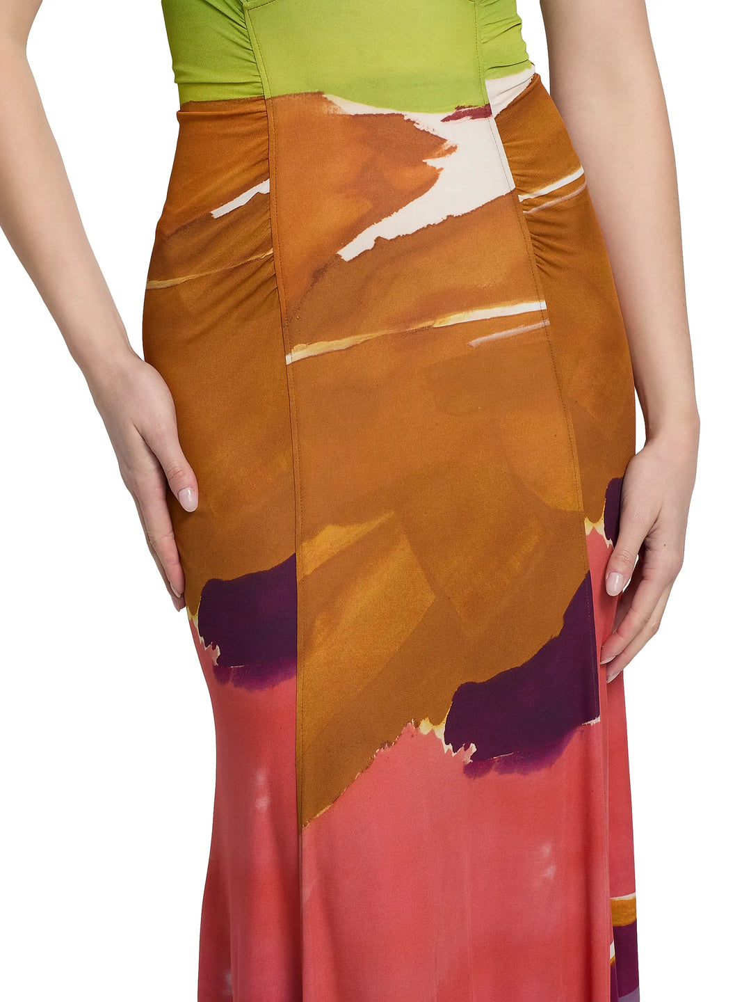 Lana Ruched Jersey Dress - Yellow Multi
