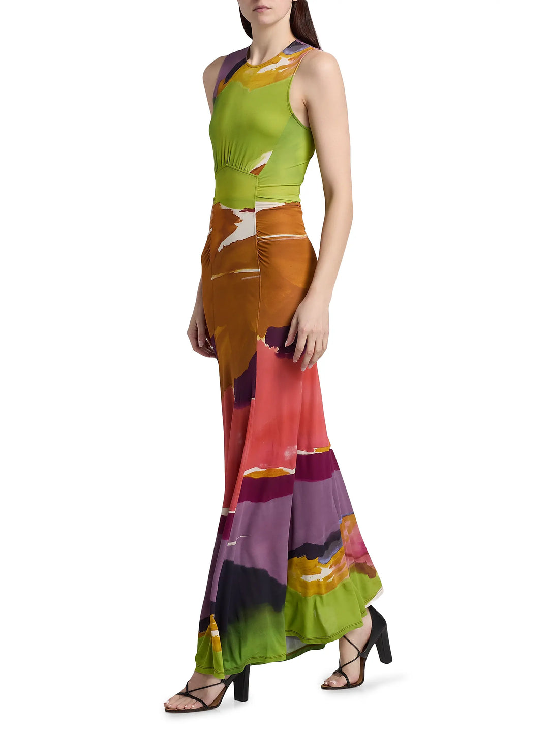 Lana Ruched Jersey Dress - Yellow Multi