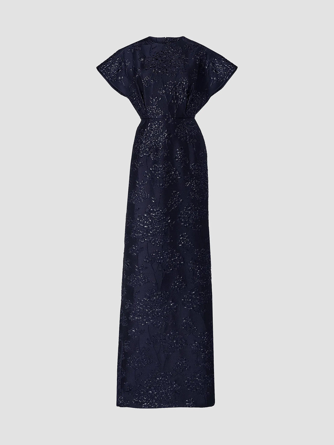 Embellished Fan Bodice Gown - Navy