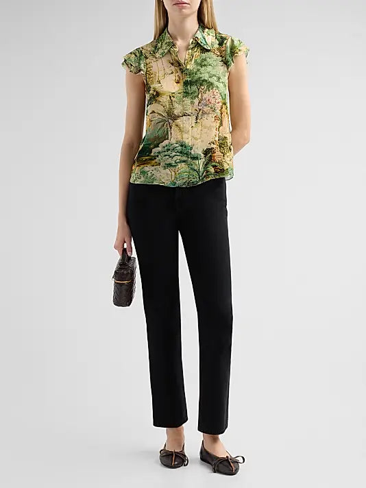 Martel Scenic Print Blouse - Green Print