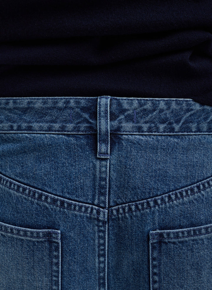 Zippered Denim Jogger - Classic Blue