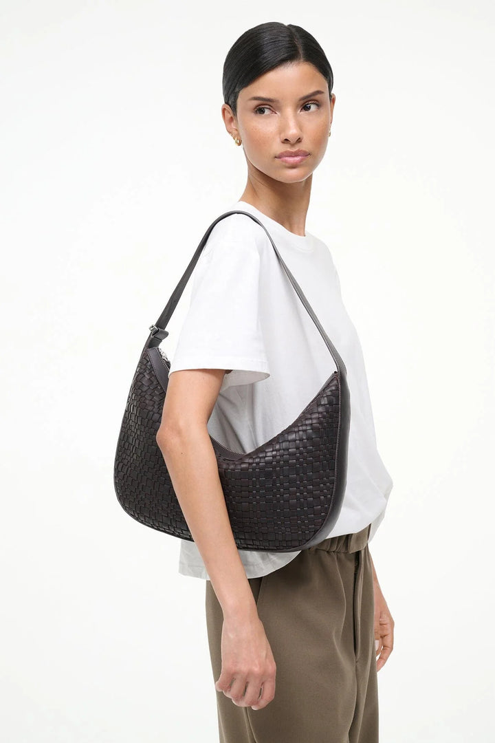 LARGE DEMY SHOULDER BAG ESPRESSO WOVEN LEATHER