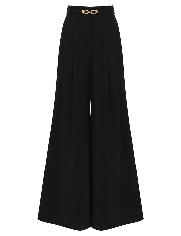 Belted Wide Leg Pant - Black
