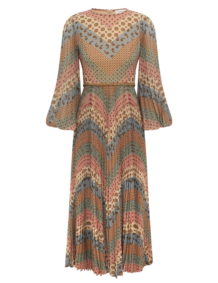 Sunray Long Sleeve Dress - Rust