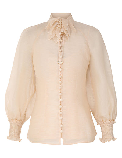 Illustration Buttoned Blouse - Cream