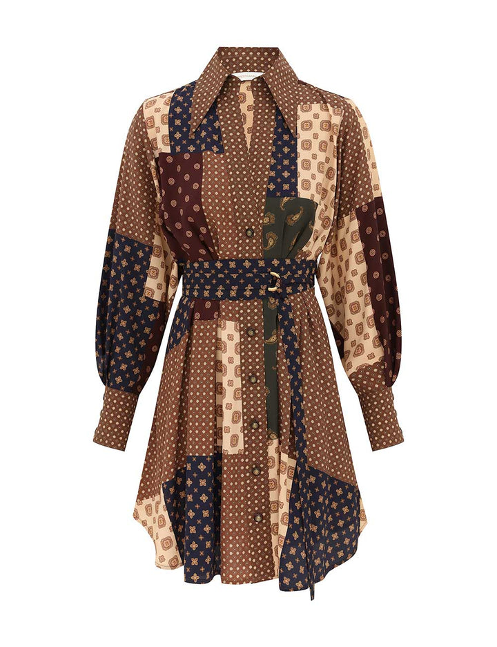 Tuck Mini Dress - Black Multi