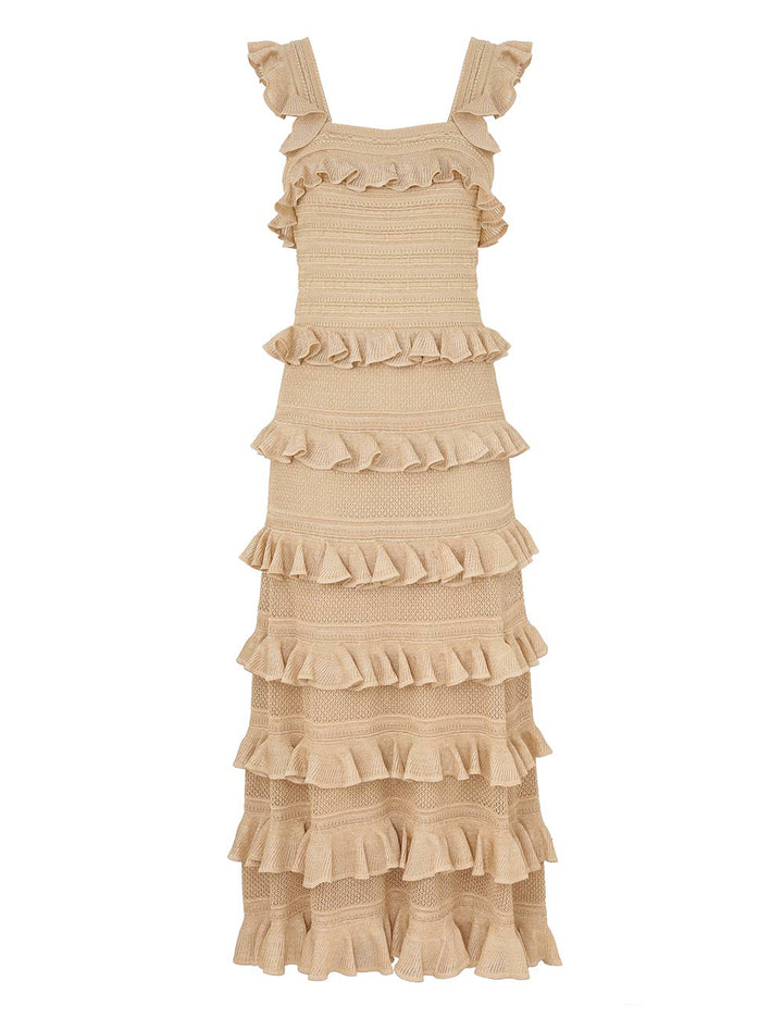 Illuminate Lace Frill Midi - Metallic Gold – Coplons