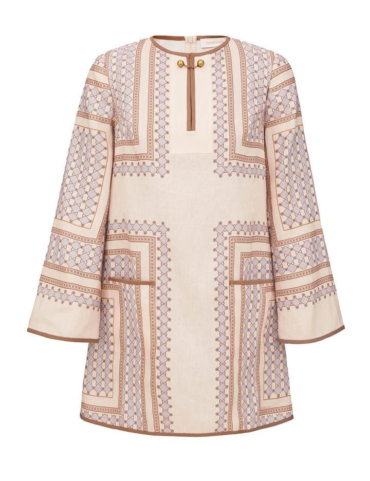 Tunic Mini Dress - Cream/Navy