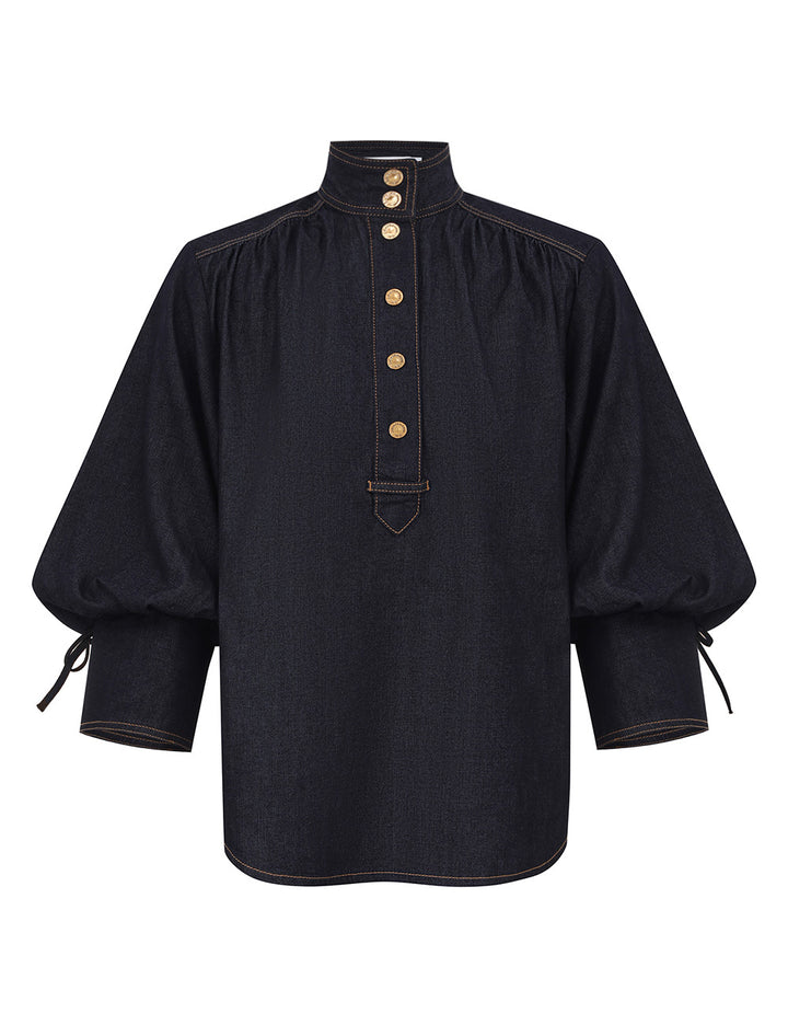 Denim Billow Shirt - Night Sky