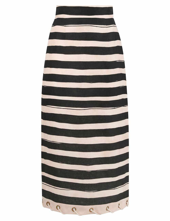 Rebellion Stripe Rope Skirt - Black Stripe