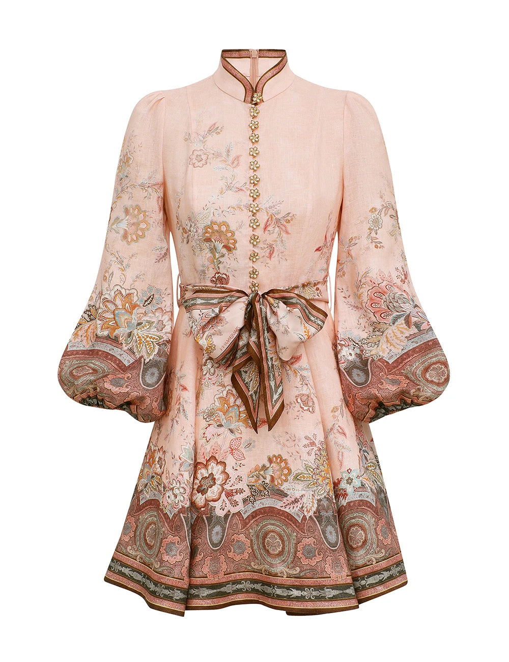 alchemy mini dress ZIMMERMANN Alchemy Button Mini Dress | Pink Paisley