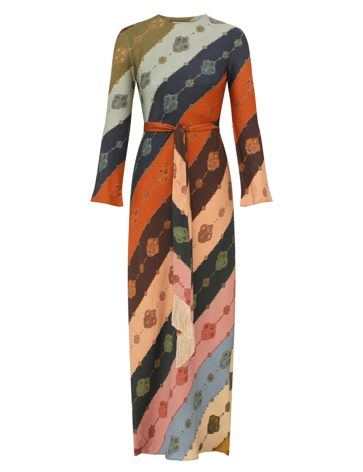 Ascent Bias Sheath Dress in Prism Stripe