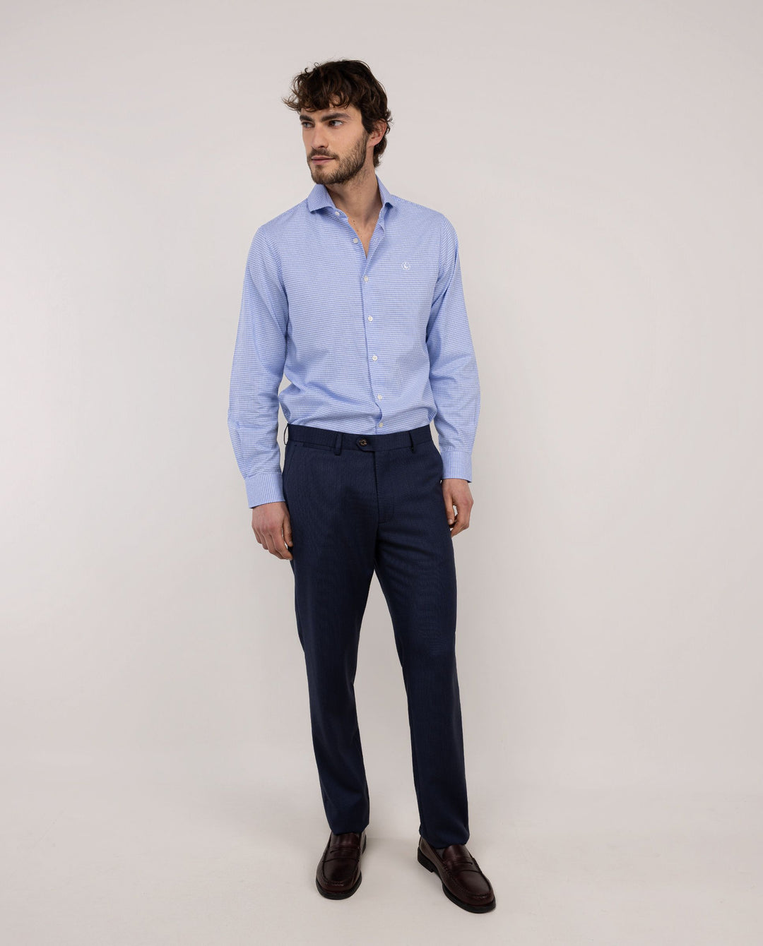 Washable Birdseye Suit Trouser - Navy