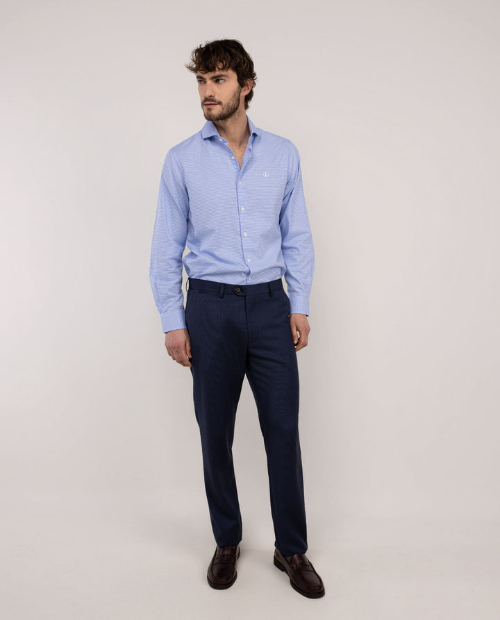 Washable Birdseye Suit Trouser - Navy