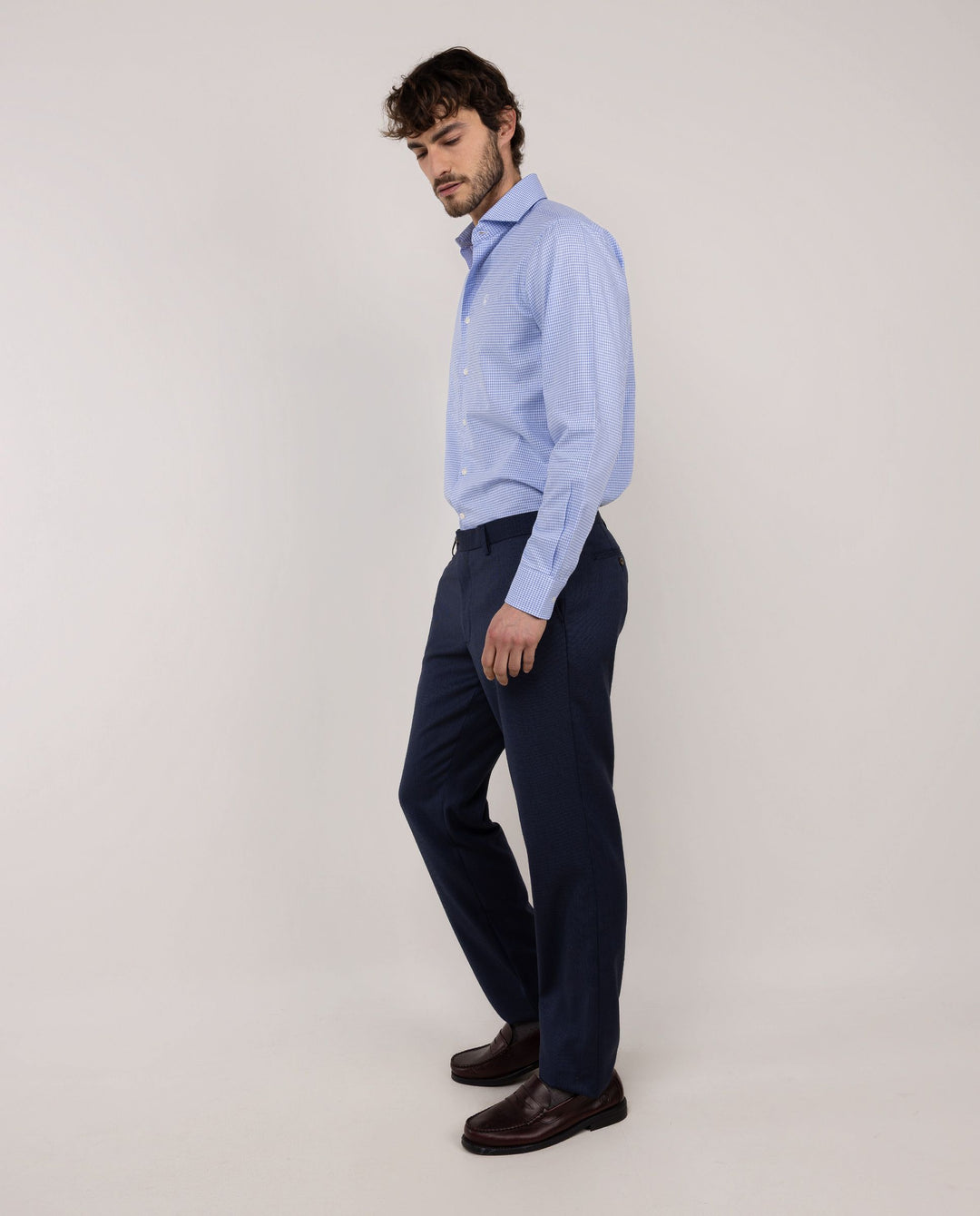 Washable Birdseye Suit Trouser - Navy