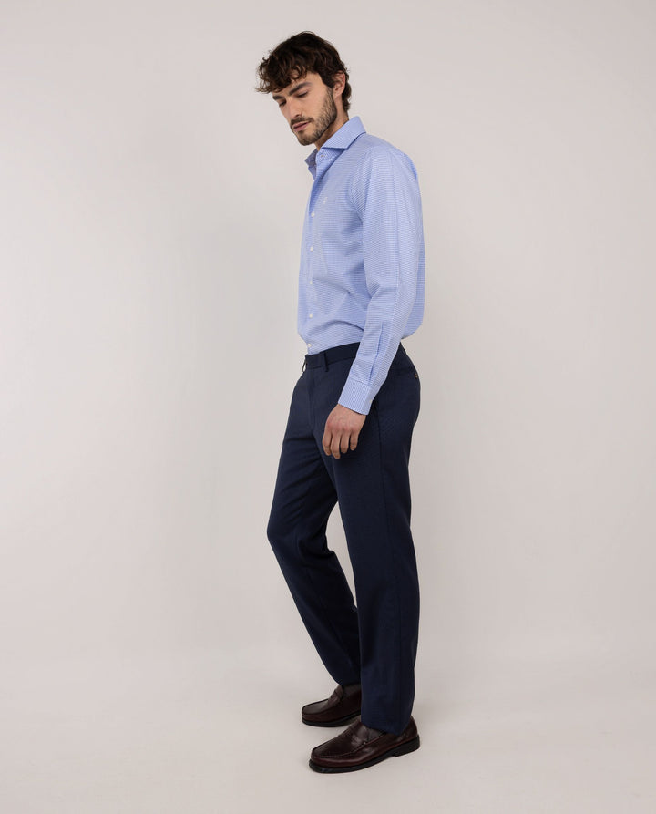Washable Birdseye Suit Trouser - Navy