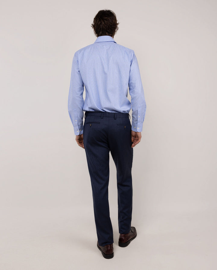Washable Birdseye Suit Trouser - Navy