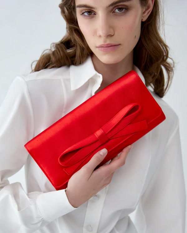 Margaret Satin Clutch - Red