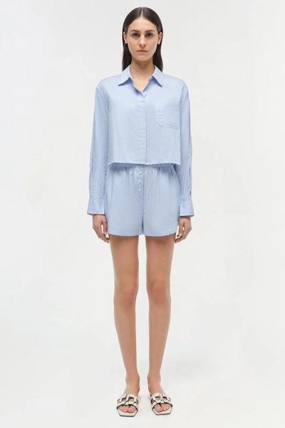 Renata Cotton Shirt - Blue Hydrangea Stripe