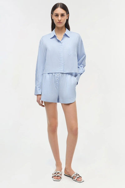 Renata Cotton Shirt - Blue Hydrangea Stripe