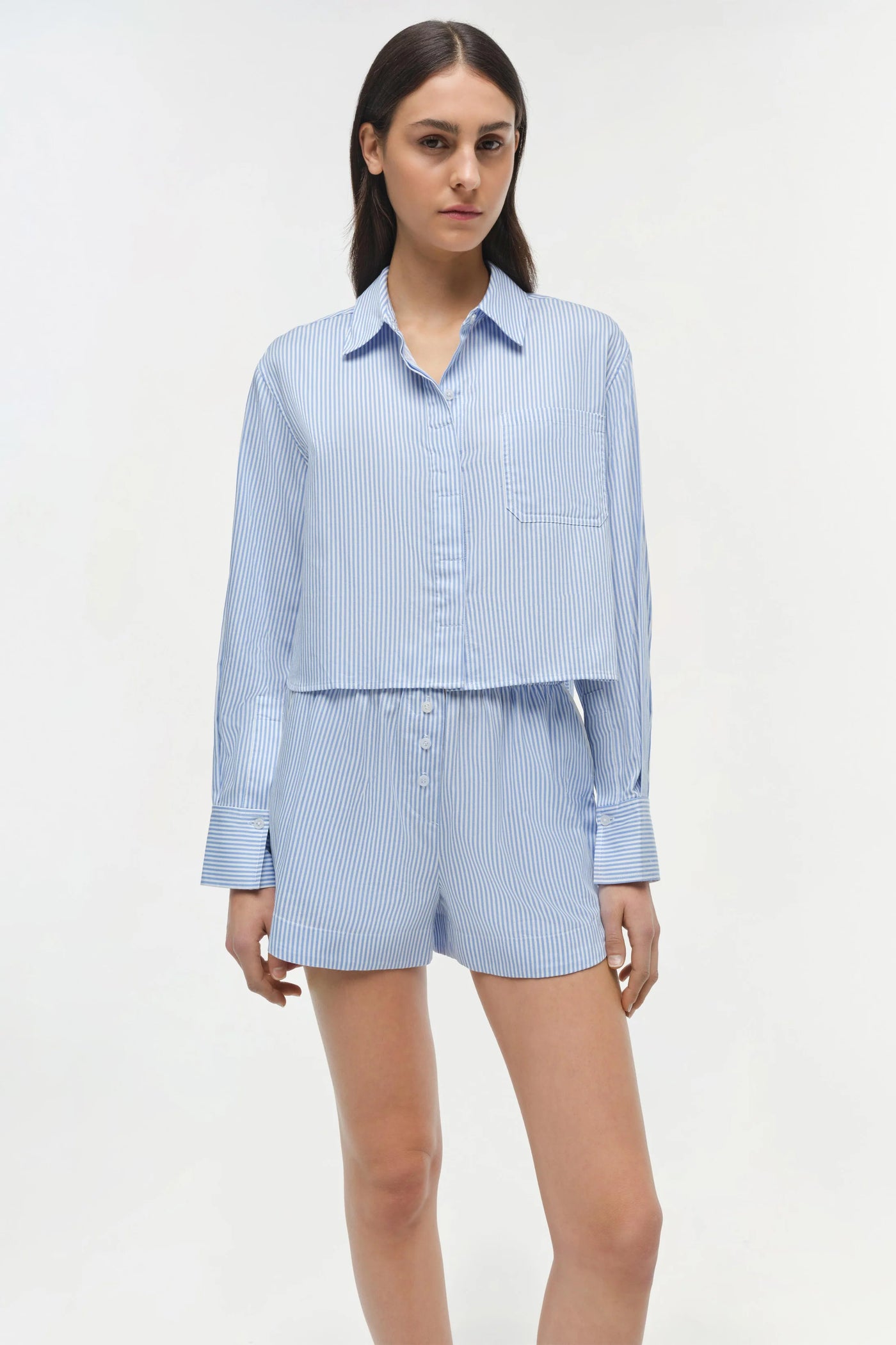Renata Cotton Shirt - Blue Hydrangea Stripe
