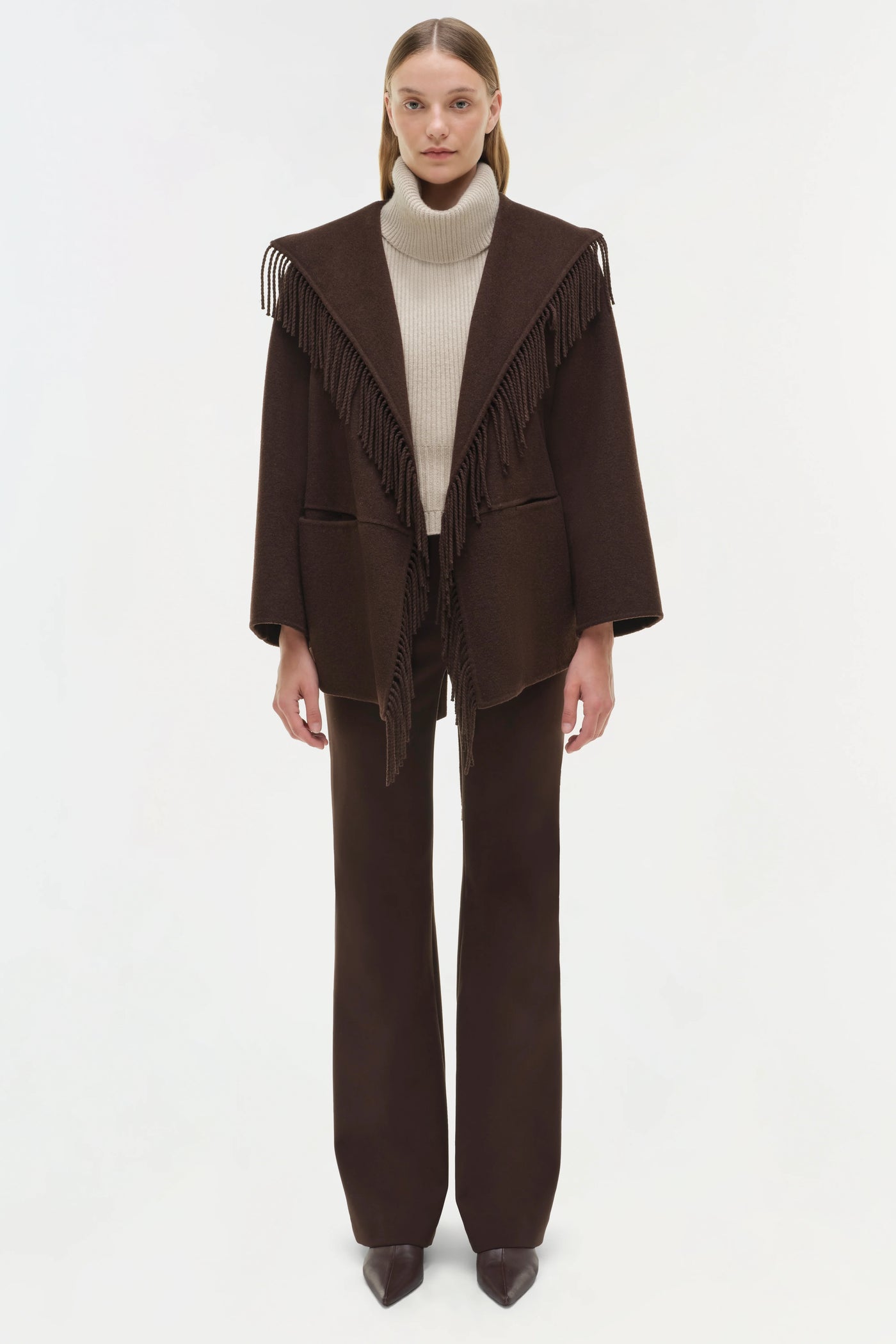 Rowen Fringe Jacket - Chocolate