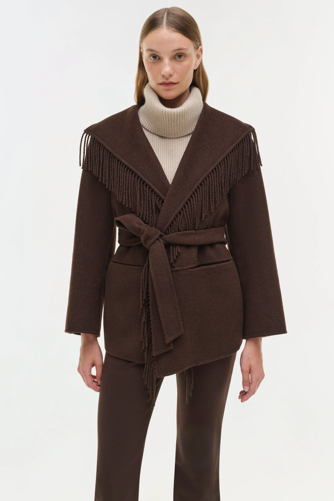 Rowen Fringe Jacket - Chocolate
